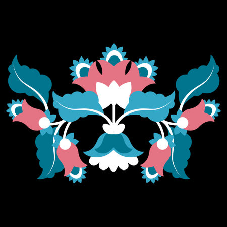 Bright Mexican embroidery on a black backgroundのイラスト素材