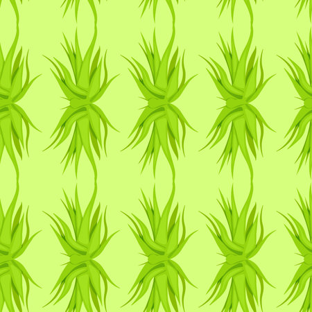 Vertical seamless pattern of Aloe vera plants on green backgroundのイラスト素材