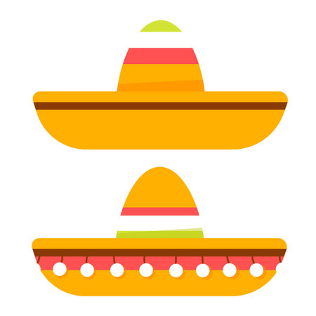 Set of two national ethnic Mexican sombrero hatsのイラスト素材