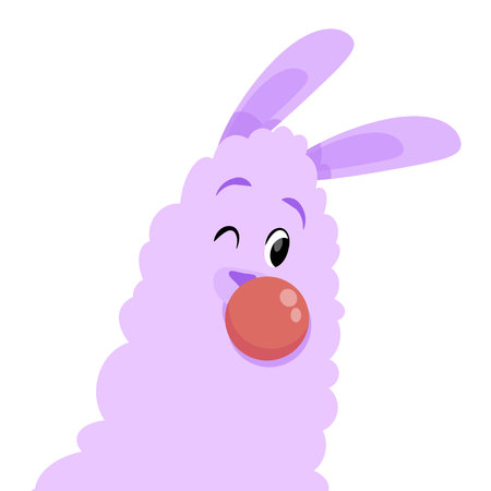 Winking purple llama with inflated bubble gumのイラスト素材
