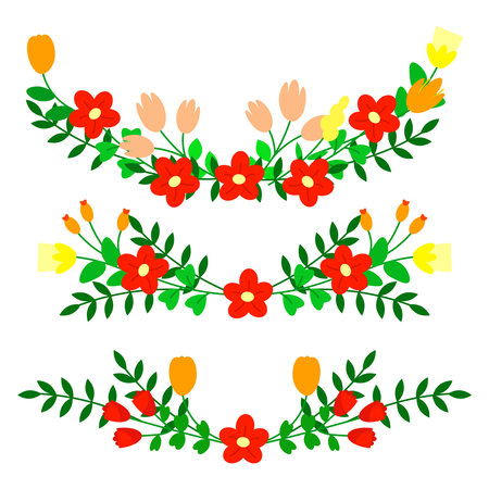 A set of bright flower arrangementsのイラスト素材
