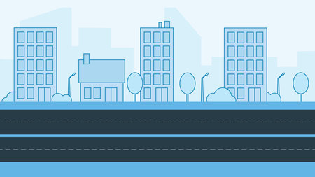 A detailed landscape with trees and two roadsのイラスト素材