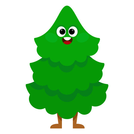 Merry Christmas tree character without decorationsのイラスト素材
