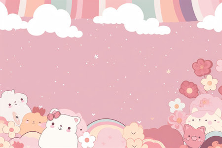 kawaii pink cute background, generative aiの素材