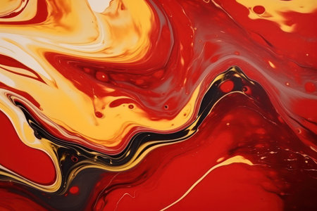 Abstract liquid background of red and golden paints. Christmas background. High quality photoの素材