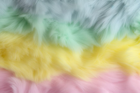 Abstract fluffy background in pastel spring colors - yellow, pink, blue. Easter concept background. High quality photoの素材