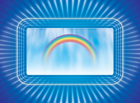monitor imagination with rainbowのイラスト素材
