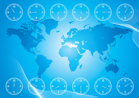 world map and region time, vector illustration file with layersのイラスト素材