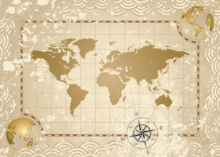 Antique style World Map, vector illustration layered.