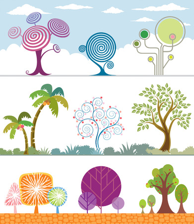 Different shape of Trees Collection. Vector Layered.のイラスト素材