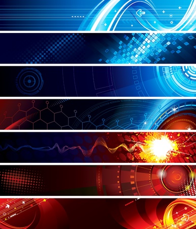 Set of abstract technology web banner