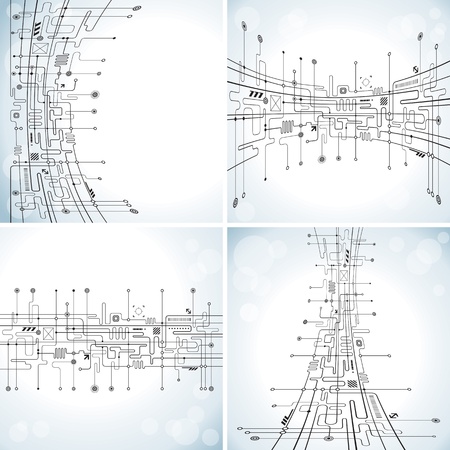 Set of abstract technology circuit background.のイラスト素材