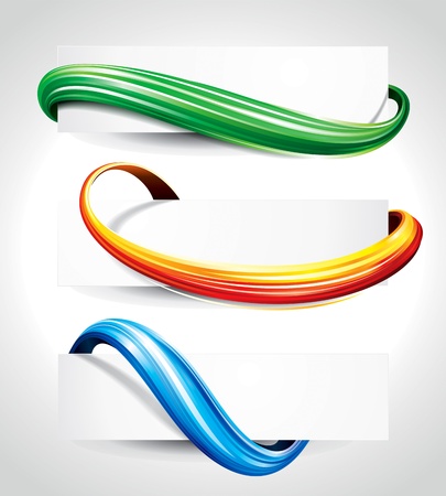 Set of abstract technology curve header background のイラスト素材