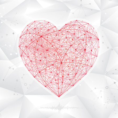 Abstract background of molecular heart shape  のイラスト素材
