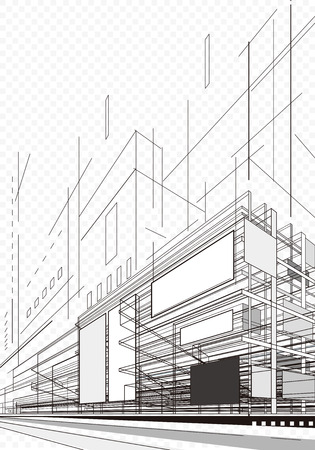Abstract architecture wireframe of building background.のイラスト素材