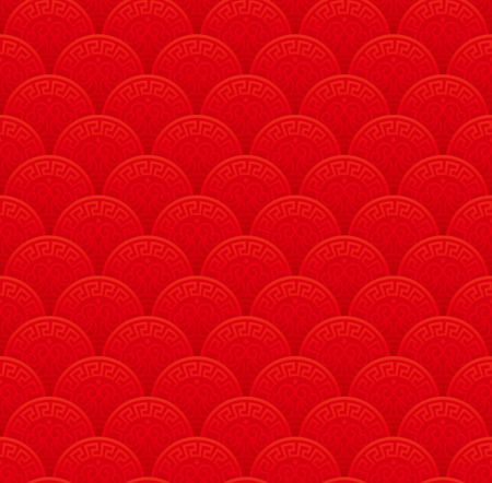 Red classical Chinese seamless wallpaper pattern.のイラスト素材