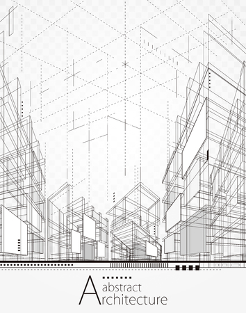 Architecture building perspective lines, modern urban architecture abstract background.のイラスト素材