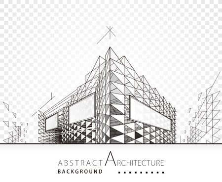 3D illustration architecture modern building construction perspective abstract background.のイラスト素材