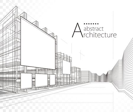 3D illustration architecture building construction abstract design background.のイラスト素材