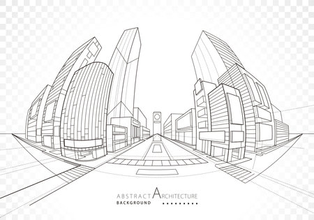 Architecture building construction perspective design, abstract modern urban landscape background.のイラスト素材