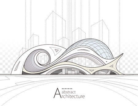 Architecture building construction perspective design, abstract modern urban landscape background.のイラスト素材