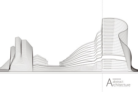 Abstract Architectural Modern Urban Line Drawing.のイラスト素材