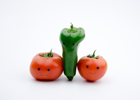 Personification of tomatoes and bell peppersの写真素材