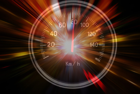 Light effects on a speed meterの写真素材