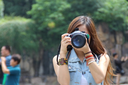 Woman taking picturesのeditorial素材