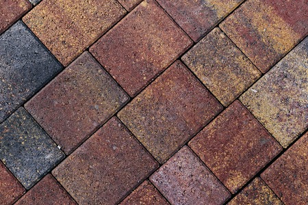 texture of paving tiles. rectangles in yellow, brown and grayの写真素材