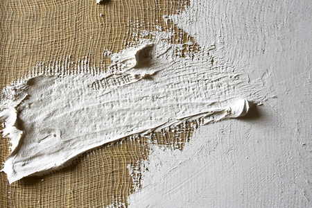 wash of white primer of the canvas. texture for artistsの写真素材