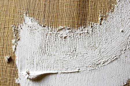 wash of white primer of the canvas. texture for artistsの写真素材