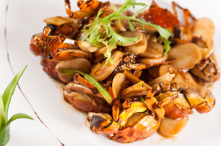 Fried crab with rice cake,Chinese dinnerの写真素材