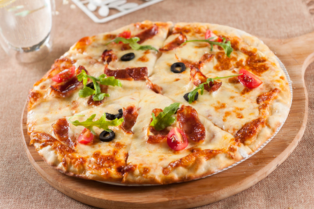 Cheese Sausage Pizzaの写真素材