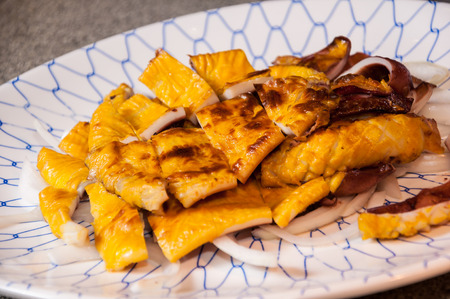 Grilled Squid with Jepanese Sea Urchin Sauceの写真素材