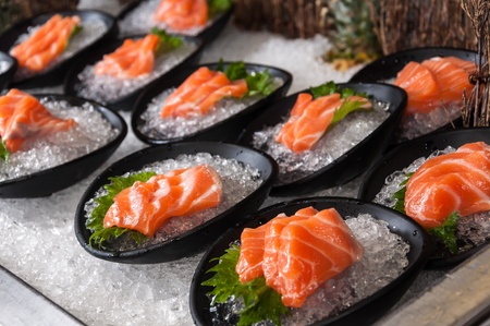 Salmon sashimi - japanese food styleの写真素材