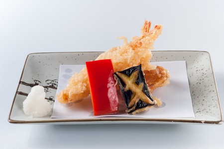 Prawn tempura, kaisekiの写真素材