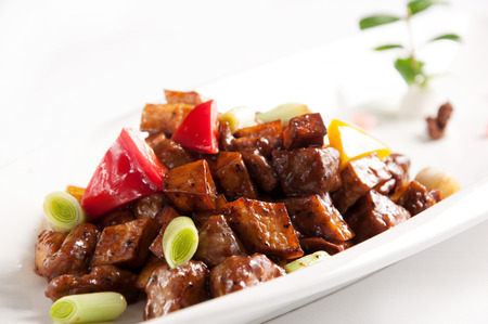 Chinese cuisine-Stir fried beef with black pepper and mushroomの写真素材