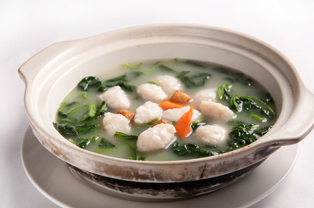 Chinese cuisine-The soup fish ball with Vegetablesの写真素材