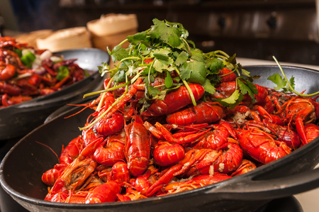 Spicy Chinese crayfish dishの写真素材