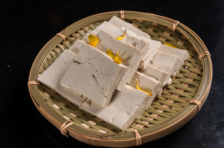 tofu in the bamboo basketの写真素材