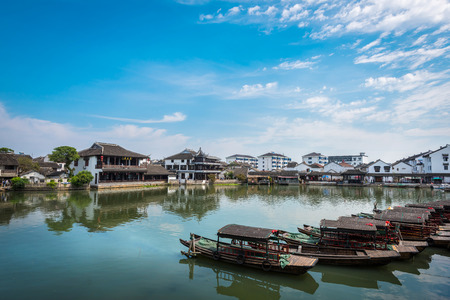 Kunshan City, Suzhou province Jiangsu China Jinxi ancient town of natural sceneryのeditorial素材