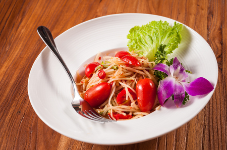 papaya salad with tomatoの写真素材