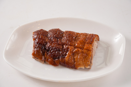 roast duck on white plate,chinese cuisineの写真素材