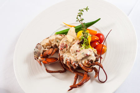 Baked lobster with cheeseの写真素材