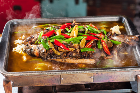 Chinese popular grilled fishの写真素材