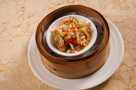 steamed beef tripe with ginger and scallionsの写真素材