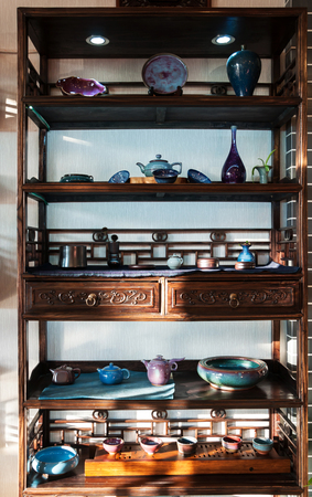 ceramic on the shelfの写真素材