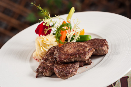 steak with vegetableの写真素材