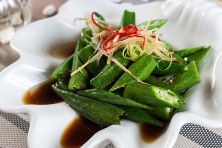 boiled okraの写真素材